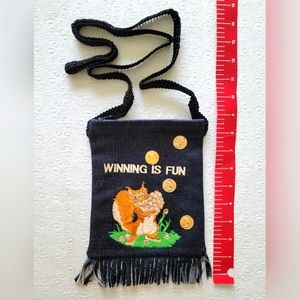 Winning is Fun purse squirrel coins fringe crossbody/ shoulder purse